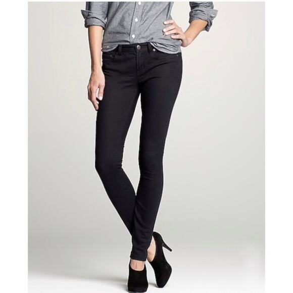 J.Crew Jeans Womens 29 Black Leggy Denim Skinny‎ Mid Rise Cotton - Picture 1 of 10